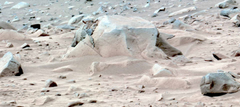 Caught on camera: Kilroy on Mars cautiously observes an alien robotic geologist (aka, the Mars Exploration Rover Spirit) taking pictures. Click on any image for a larger version limited only by your browser's width.